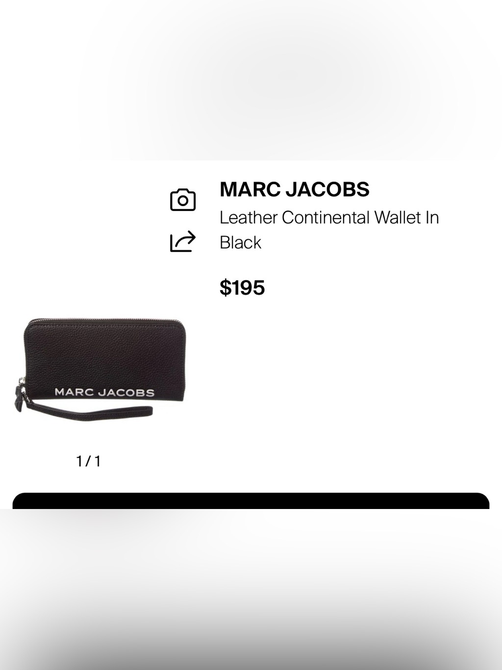 Marc Jacobs Black Pebbled Leather Zip Continental Wallet